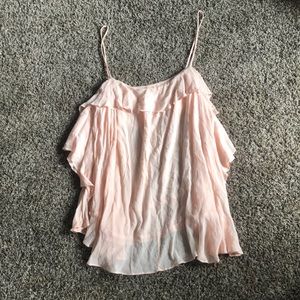 Ruffled light pink tank. Free People
